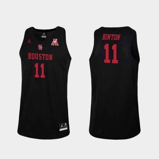 Men Houston Cougars Nate Hinton Black Replica College Basketball Jersey